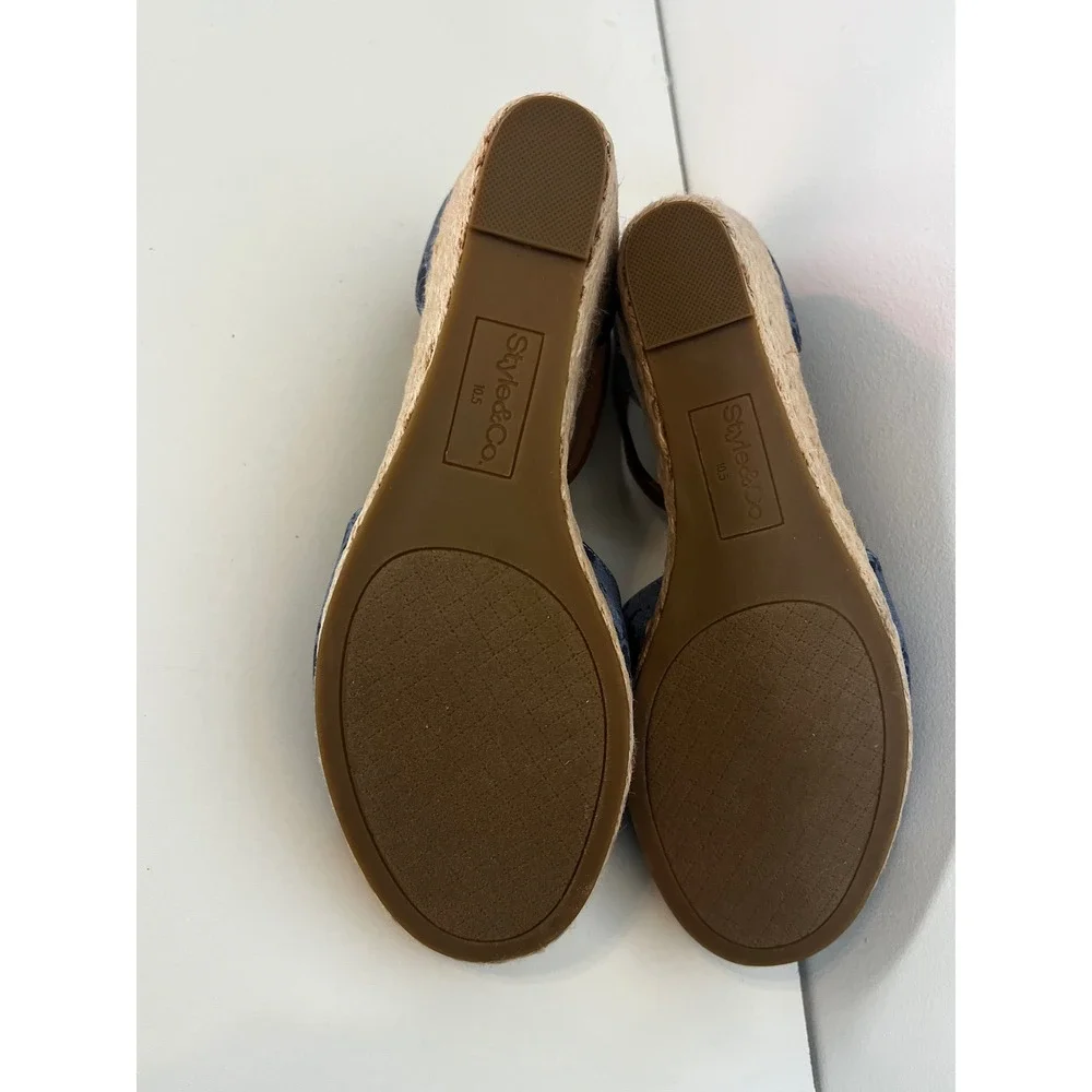 Style & Co Women SELEENEY Faux Leather Open Toe Wedge‎ Sandals Size 10.5 NIB